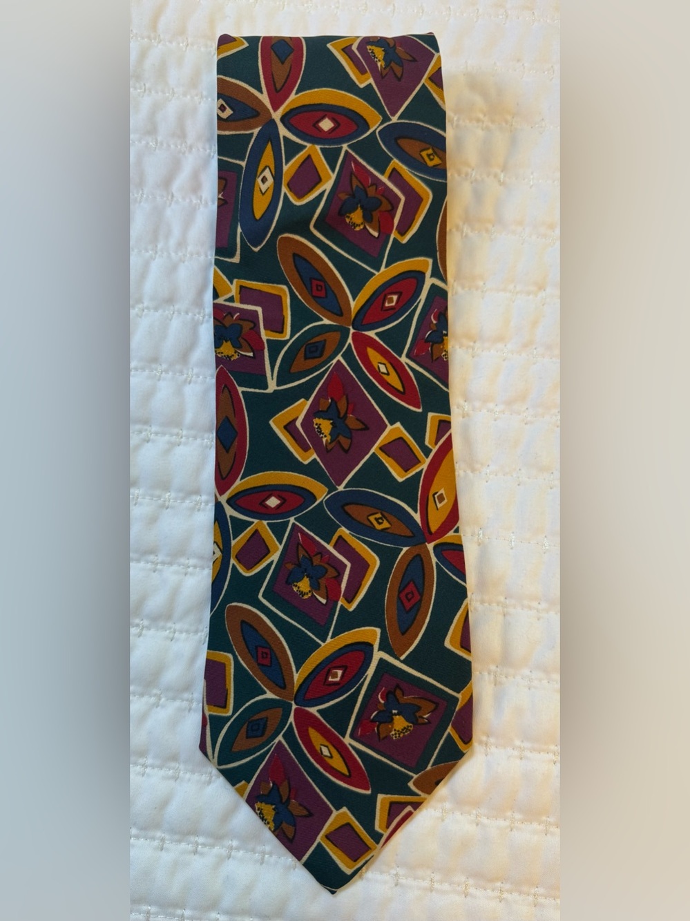 NWT Venanzi 100% Silk Handmade in Italy Abstract Geometric Floral Necktie